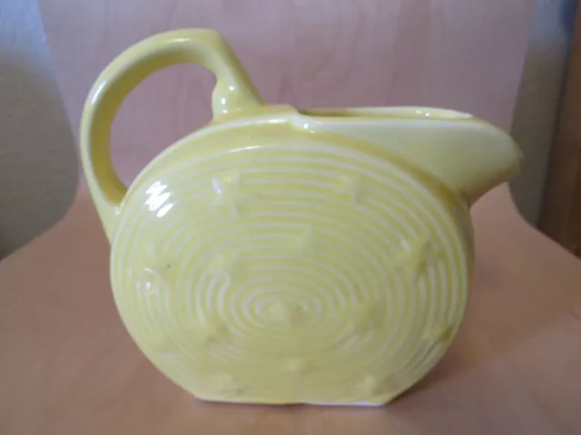 Vintage Shawnee Stars and Stripes Pitcher USA Pottery disc style yellow 6.5 in