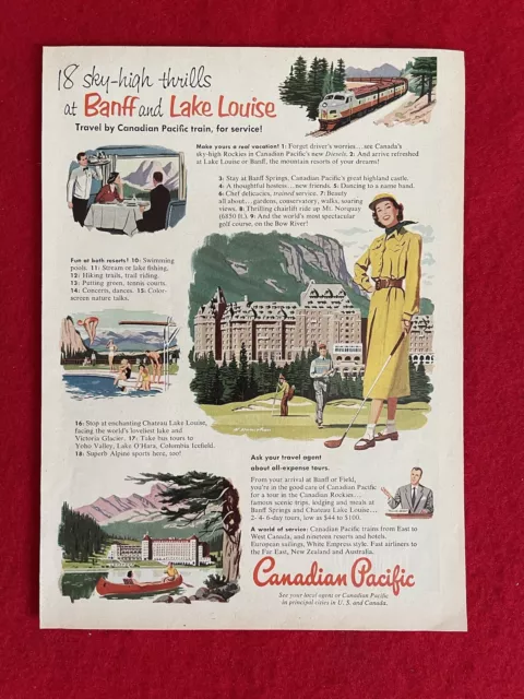 Vintage 1952 Print Ad Canadian Pacific Trains Travel Advertisement