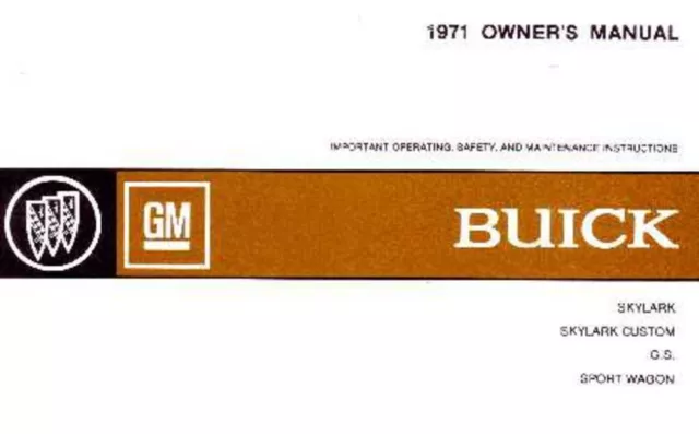 1971 Buick Skylark Custom GS Sport Wagone Owners Manual User Guide Book Fuses OE