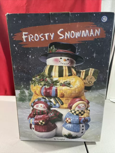 Vintage Susan Winget Frosty Snowman Cookie Jar Certified Int Corp #5490 NOS