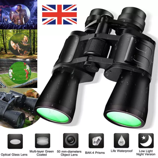 HD 20x50 Zoom Powerful Binoculars Telescope Day/Night Vision Optics Hunting+Case