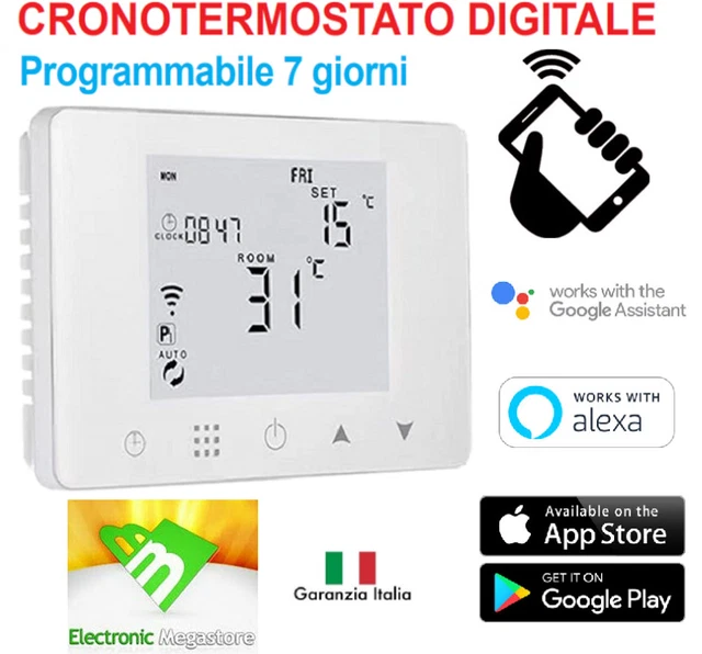 Cronotermostato Geca Green Gecapp 35282384 - Cronotermostato wifi touch  screen Geca Green- Cronotermostato programmabile con APP Mobile Geca  35282384