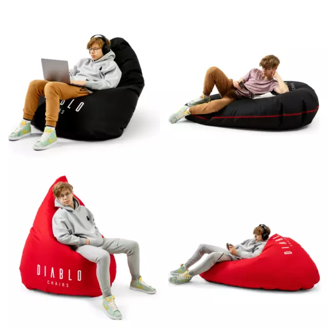 Diablo Pouf Poire Gaming XXL Beanbag Pouf avec Remplissage pour Adultes Enfant