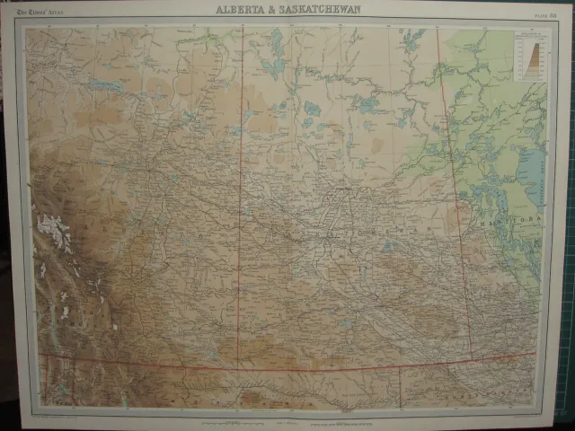 1920 Large Map ~ Alberta & Saskatchewan British Columbia Manitoba