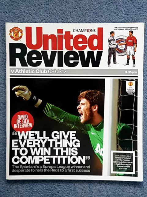 Manchester United v Athletic Club Bilbao 8th March 2012 Programme Europa League