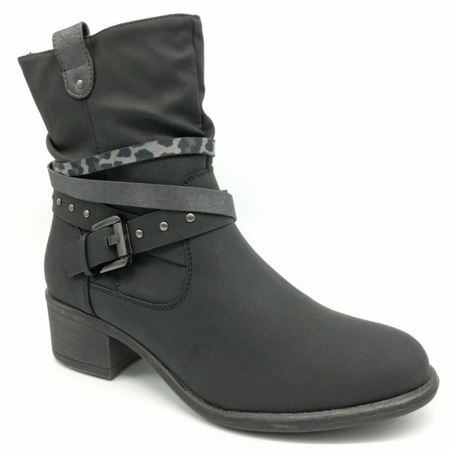 Bottine Botte Chaussure Femme 36 37 38 39 40 41 Montante Noir Boucle Talon Shoes