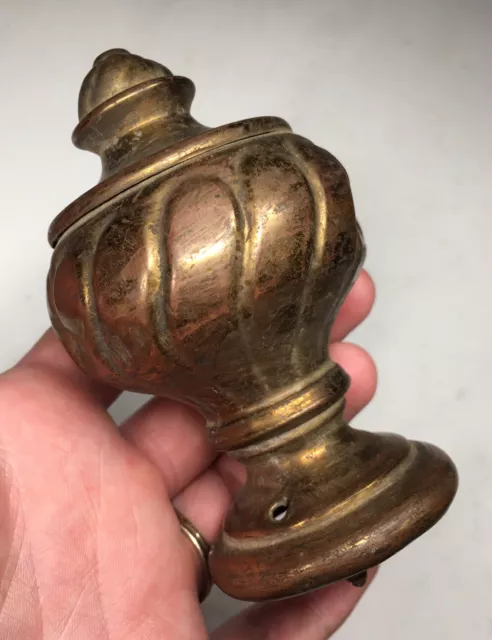 Antique 19th C. Victorian Brass Hollow Garniture Curtain Rod Bed Finial 2