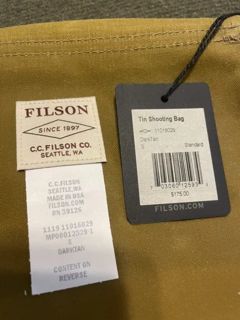 NEW FILSON OILED Dark Tin Cloth Leather Hunting Shooting Bags Belt ...