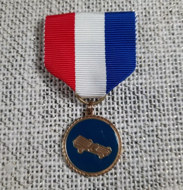 Vintage Boy Scout Cub Scout Pinewood Derby Medal Ribbon Award Pin BSA Blue Gold