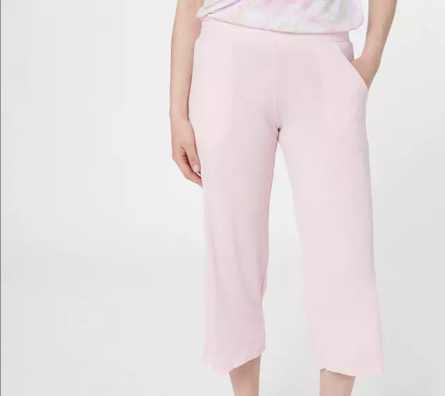 Koolaburra UGG Stretch Modal Cropped Pants Smocked Waist-Candy Pink-XL-A392943