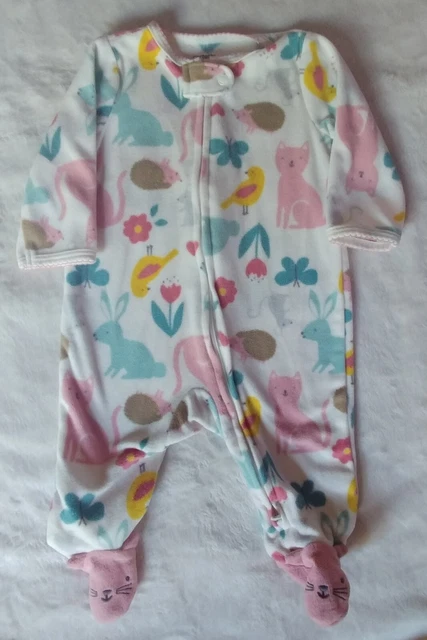 Carters  Fleece baby girl pajama sleeper with kittens 3 months infant sleepwear