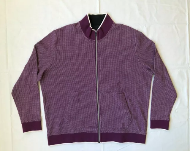 Robert Graham Full Zip Reversible Sweater Gray Purple Mens 2XL XXL