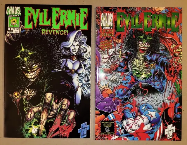 EVIL ERNIE REVENGE 1  & VS THE SUPER HEROES 1 Chaos Comics lady death