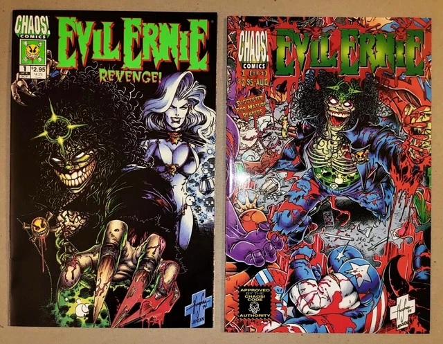 EVIL ERNIE REVENGE 1  & VS THE SUPER HEROES 1 Chaos Comics lady death