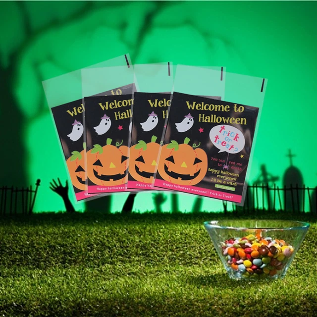 100 pz Pacchetto Autoadesivo Hollaween Candy Bag Borse Halloween