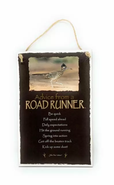 Advice from a Road Runner Bird Inspirational 5.5"x8.5" Wood Plaque Sign for Wall