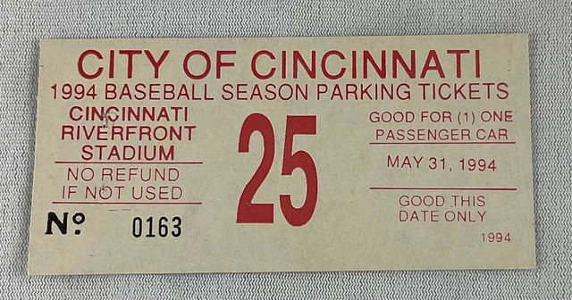 MLB 1994 05/31 Montréal at Cincinnati Reds Parking Pass-Reggie Sanders