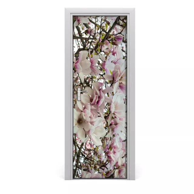 Vinilo Puertas 75x205 cm Pegatina de calcomanía de pared de flores de Magnolia