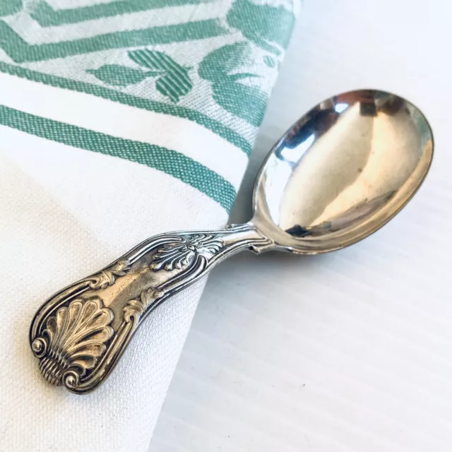 Antique Silver Plate Tea Caddy Spoon English EPNS Kings Pattern Victorian Era