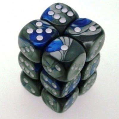 Chessex Set 12 d6 Dadi Chessex GEMINI TEAL WHITE black 26644 CIANO BIANCO nero Dice 