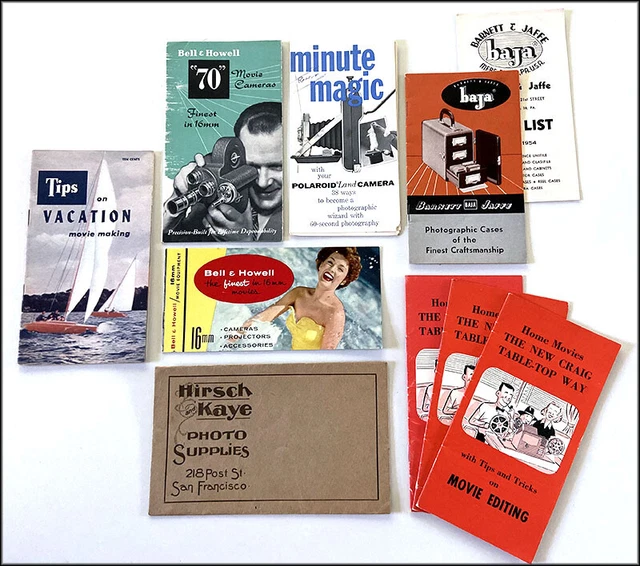 Vintage 1950’s MOVIE CAMERA, PROJECTOR, PHOTOGRAPHY Brochures Bell & Howell +