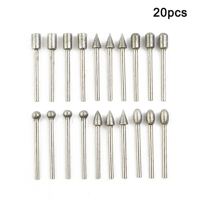 Juego de 20x 120-Granel de rebabas de diamante electrochapadas brocas conjunto de herramientas de molienda giratorias
