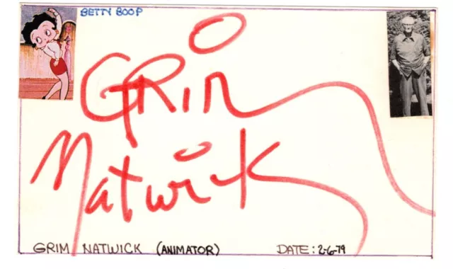 Grim Natwick signed card!  Betty Boop Artist!