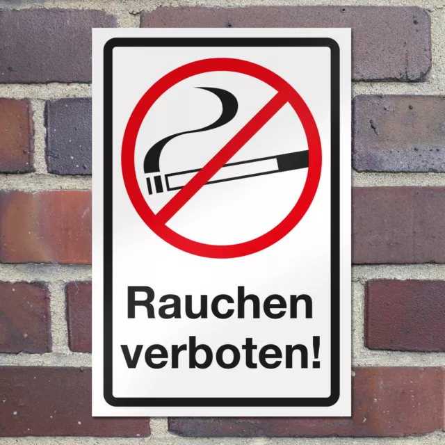 WANDKINGS Hinweisschild "Rauchen verboten!" Sicherheit Privat Draußen Haus