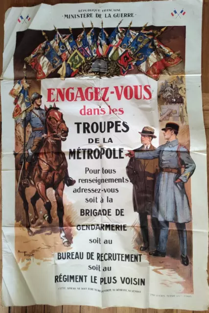 affiche ancienne publicité - Engagez-vous dans troupes de la Métropole gendarmes