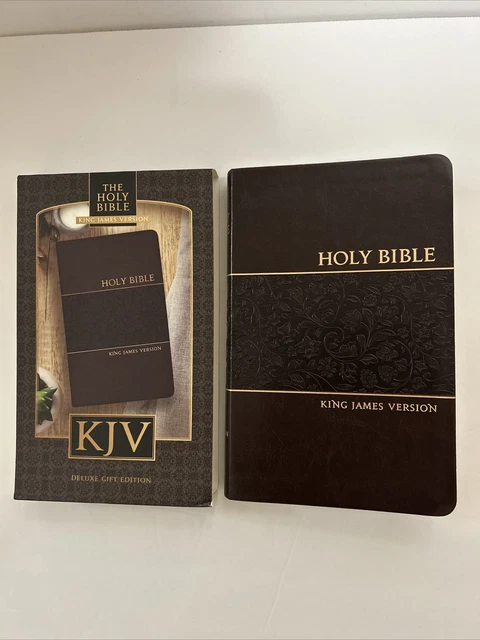 KJV HOLY BIBLE 2022 Brown/Black Leather Thumb Index Tabs Red Letter
