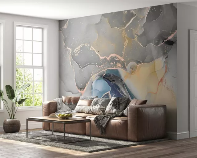 Stunning Blue Marble Wall Decor - Self-Adhesive Vinyl Wallpaper, Removable & ...