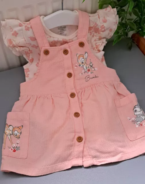 Baby Girl 3-6 Months Disney Bambi Supersoft Waffle Dress Set IMMACULATE