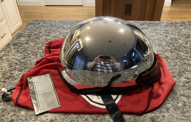 Bell Bandito Chrome Half Motorcycle Helmet w/ Visor Bag & Owners Manual Sz. L