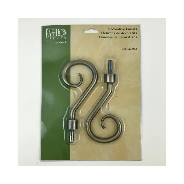 Kirsch Fashion Trends Decorative Finials Spiral Curtain Rod Ends Nickel NEW