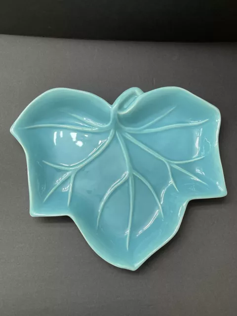 Vintage 1960’s Stunning Large Catalina Aqua Teal Blue Leaf Centerpiece Bowl