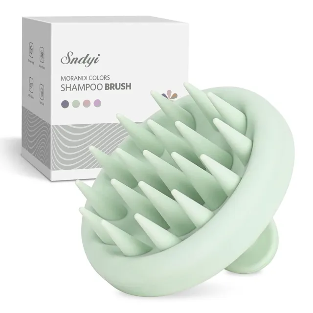 Fir Green Silicone Scalp Massager Brush for Dandruff Removal and Hair Growth