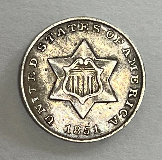United States 1851 Silver Three Cent Very Fine Condition Repunched Date FS-302