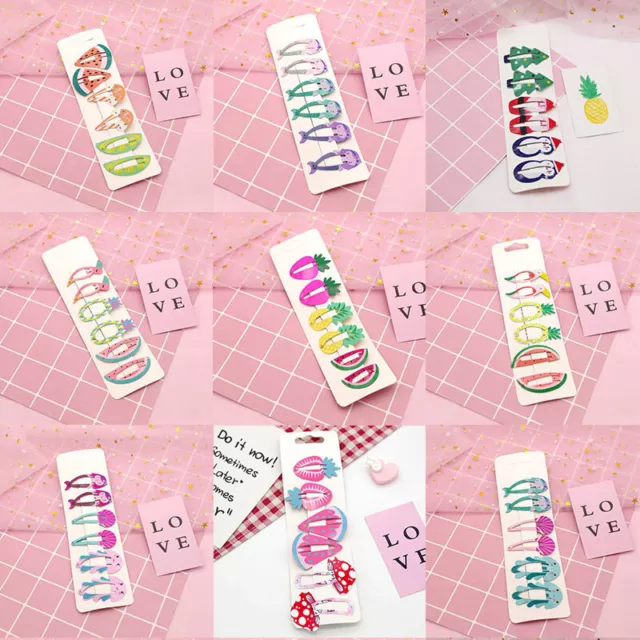 Hair Clip Snap Slides Novelty Design Bendies  Hairpin Kids Girls 6 Set