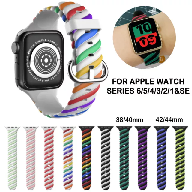For Apple iWatch Series 6 SE 5 4 3 2 1 44/42/40/38 MM Watch Strap Band Silicone