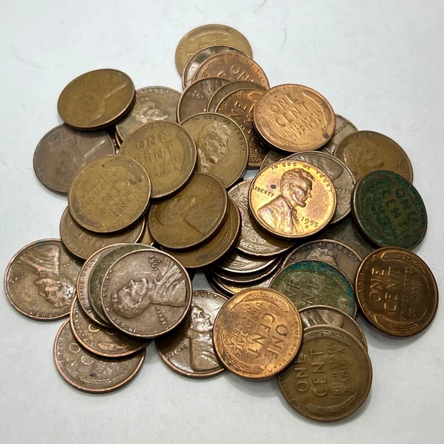 1940's & 1950's "S" MINT ONLY Lincoln Wheat Small Cent Penny 1C - FULL ROLL #2