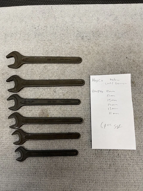 New Heyco  Metric Open End Wrench  No DIN894 Germany 6 Pc Set Lot 2