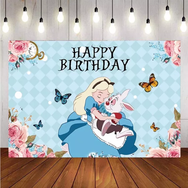 Alice In Wonderland Backdrop Butterfly Girls Birthday Party Photo Background