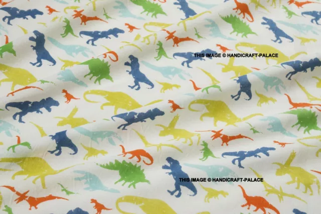 Dinosaurio Estampado Infantil Vestido Manualidades Costura Tela Indio de Algodón
