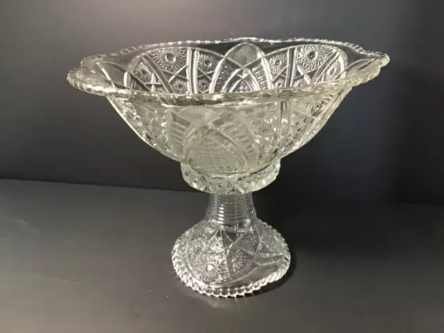 McKee The Concord Punch Bowl w/Stand Early American Pattern Glass Clear