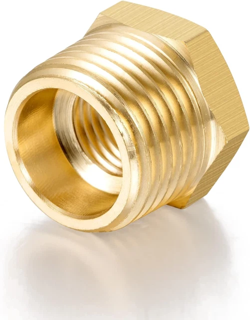 5 Packs 1/2" NPT Male to 1/4" NPT Female Reducer Adapter,Brass Pipe Fitt