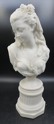 Parian Ware 13"  Bust of Woman / Goddess w/roses in her hair BEAUTIFUL!