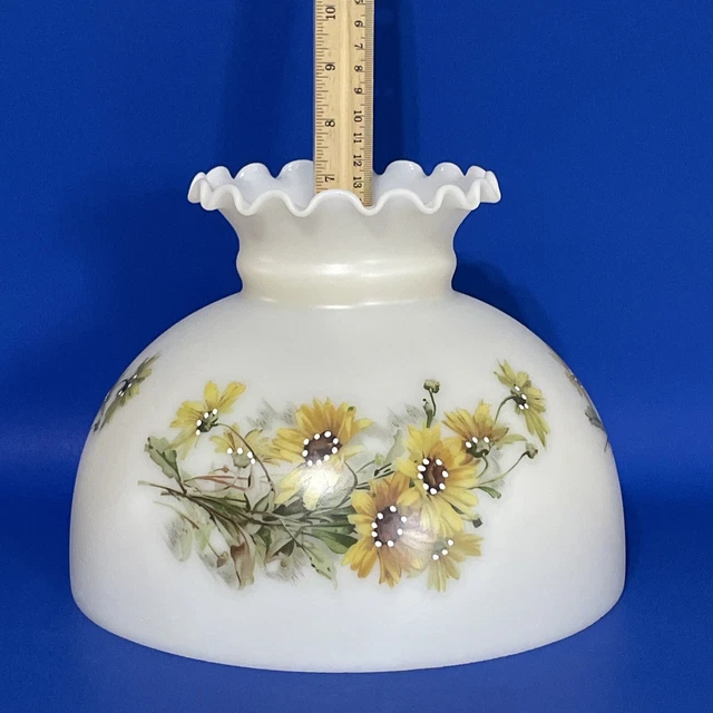 Vintage GWTW 10" Fitter Daisy Kerosene Oil Or Electric Glass Dome Lamp Shade 2