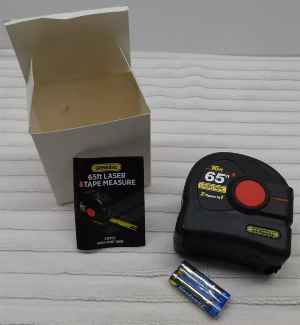 General 65 Foot Laser & 16 Foot Tape Measure with Batteries & Instructions