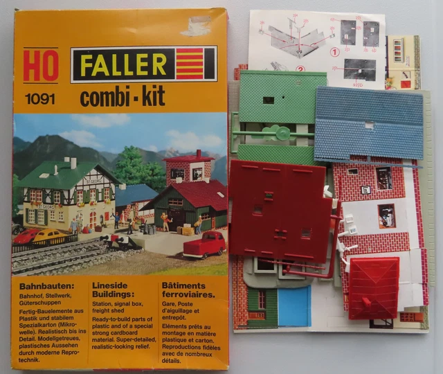 1091 Faller Combi-Kit Stazione Cabina di Blocco Magazzino Merci Ricostruita IN
