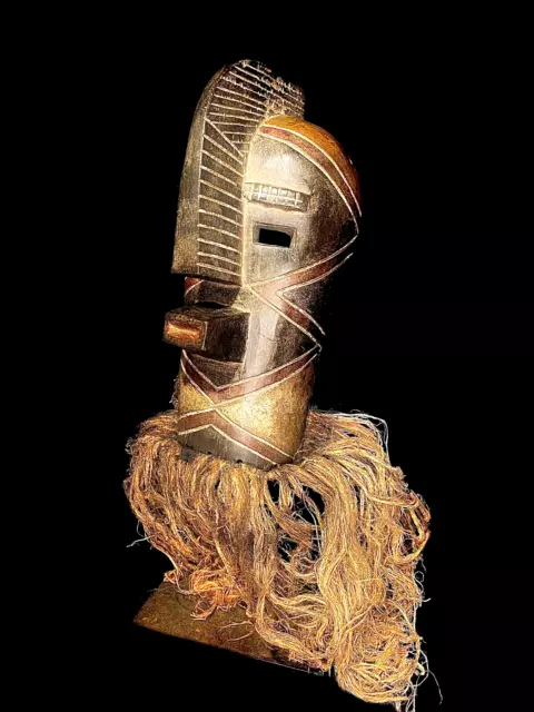 African mask antiques tribal art Face vintage Wood Carved Vintage  Songye -5839